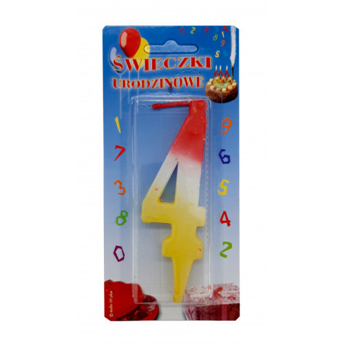 Lumânare cifra 4 Tricolor